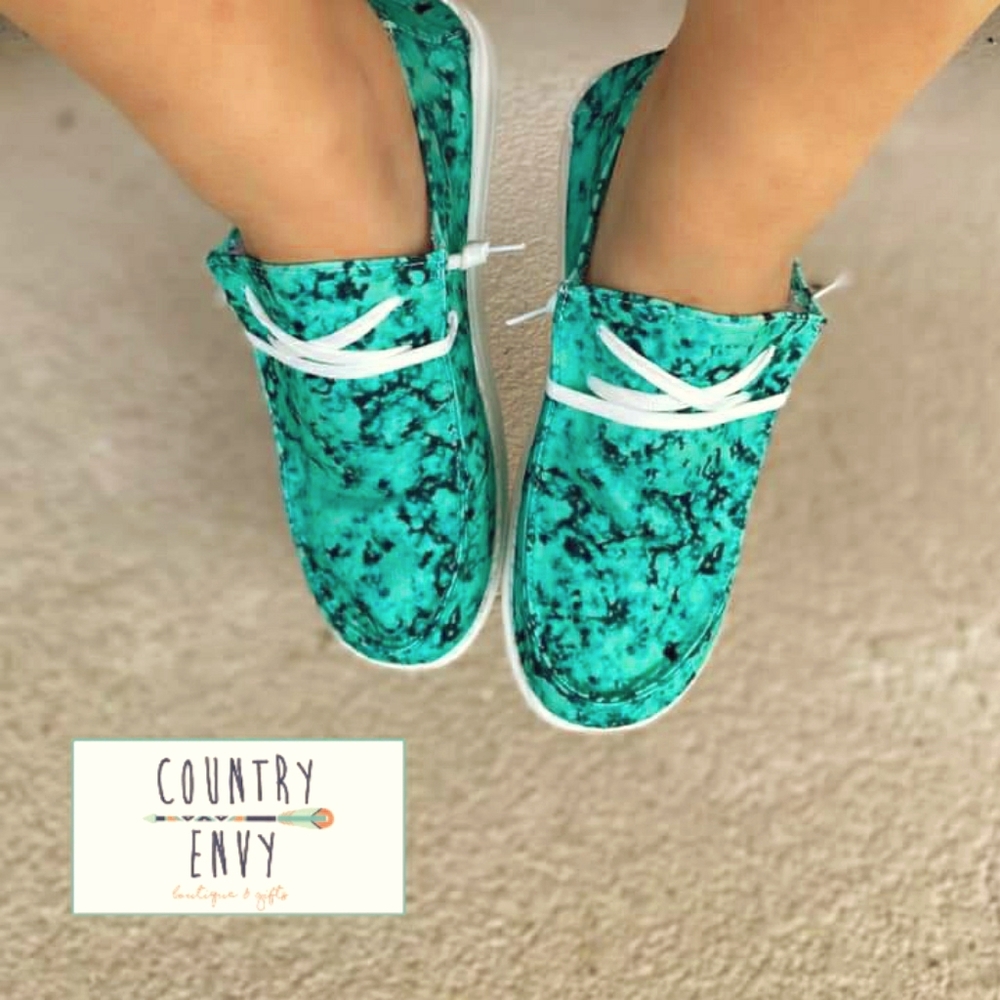 Turquoise Slip On Shoes